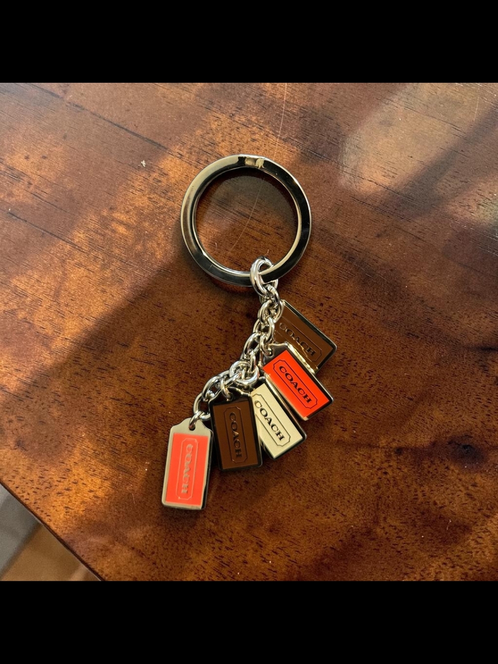 Coach Multi-Tag Enamel Keychain in Orange, Brown & Ivory